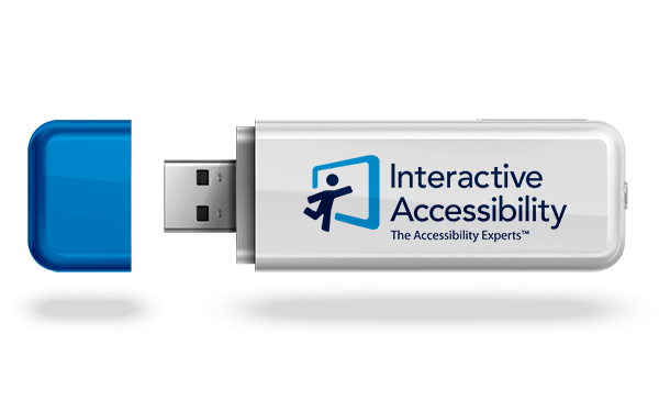USB drive with Interactive Accessibility logo on it