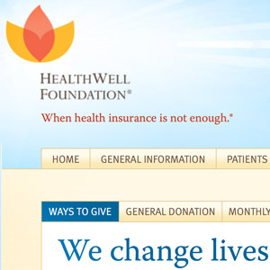 Cropped image of the HealthWell Foundation navigation