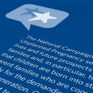 Close up view of The National Campaign's profile printed on a report