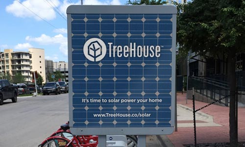 Bike stand poster with solar panel image