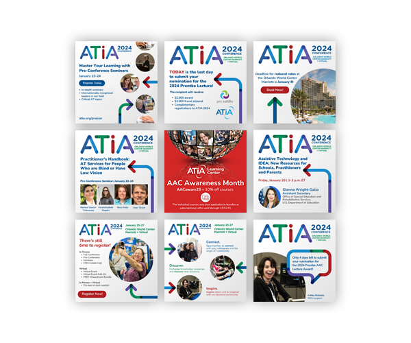 Nine social media posts for the ATIA 2024 Conference.
