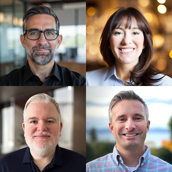 Four head shot of the Design Positive team members.